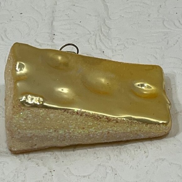 Golden Glittered Swiss Cheese Glass Christmas Tree Ornament 2.75" - Picture 5 of 10